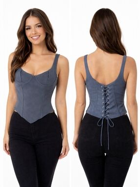 White Fox Forever Feels Bustier Corset Top – Grayish Blue Size Small